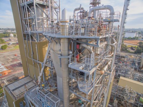 An image from a drone inspecting an oil and gas project